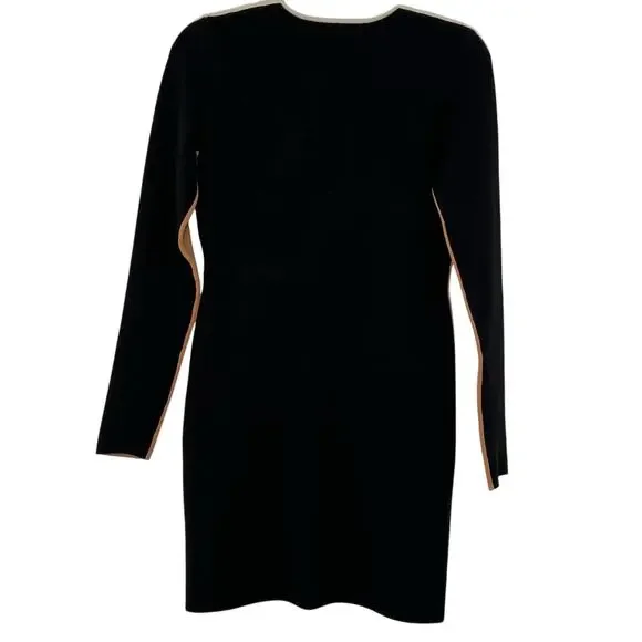 Diane Von Furstenberg Small Merino Wool Blend Sweater Dress Tan Black Colorblock - Picture 9 of 11